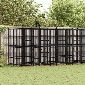 Dog Kennel Black Powder-coated steel 12.9 sq ft Locks Dog Kennel Black Powder-coated steel 12.9 sq ft Locks
